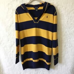 Ralph Lauren Girl Yellow Striped Long Hoodie Shirt